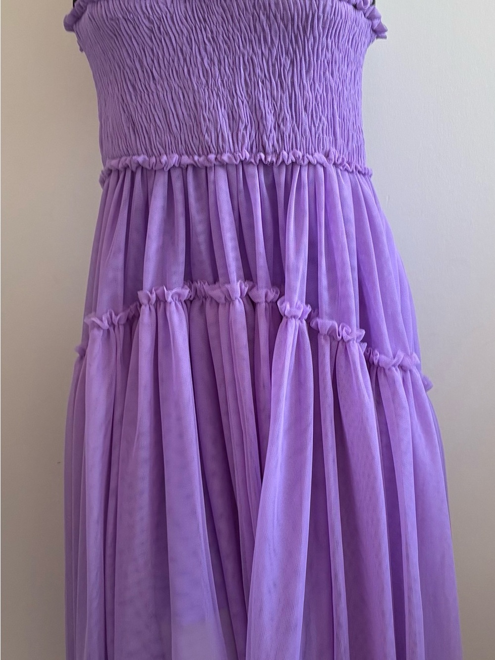 ASOS Lavender Purple Smocked Tiered Maxi Dress
